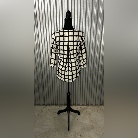 Women’s Crosby by Mollie Burch White Black Long Sleeve Blouse Top Designer XS - Picture 2 of 4